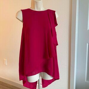 BCBGMAXAZRIA Bright Fuchsia Split-Back Flowy Top – Size M
